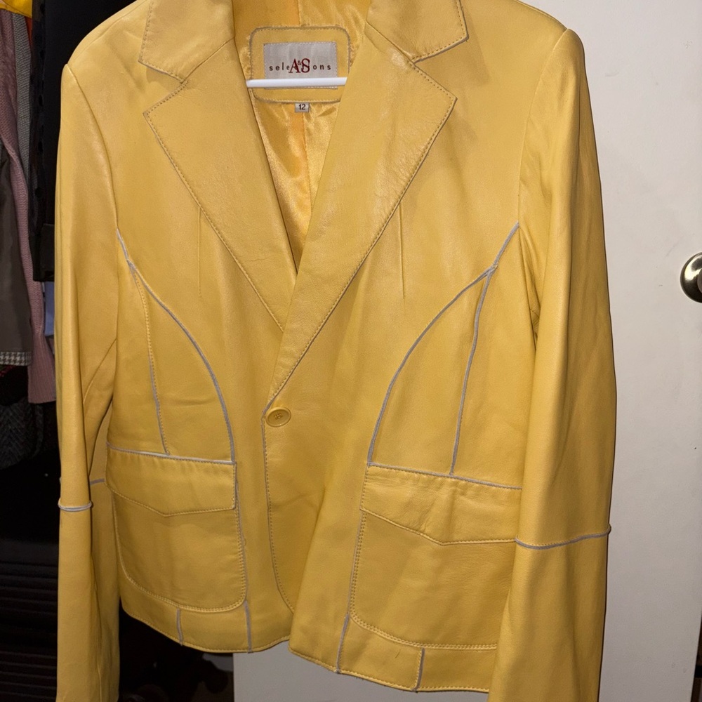 A&S Selections Women's Yellow 100% Leather Jacket